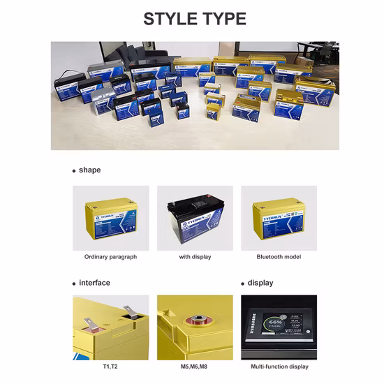 Paquete de batería de litio solar de ciclo profundo Tycorun 12V 24V 36V 20ah 36ah 50ah 100ah 120ah 150ah 200ah 300ah 400ah LiFePO4 Batería de iones de litio para carro de golf RV